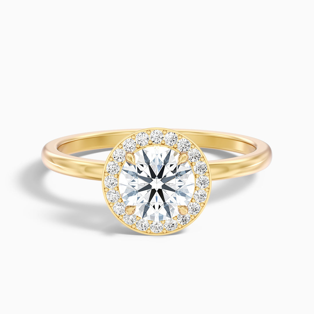 Arya 5 Carat Round Halo Lab Grown Diamond Ring in 10k Yellow Gold - Front View