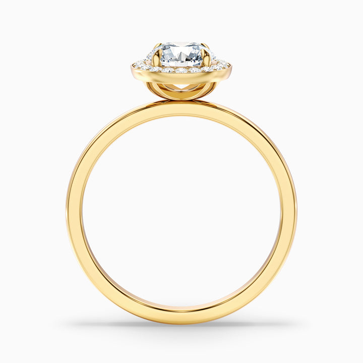 Arya 2.5 Carat Round Halo Lab Grown Diamond Ring in 18k Yellow Gold - Side View