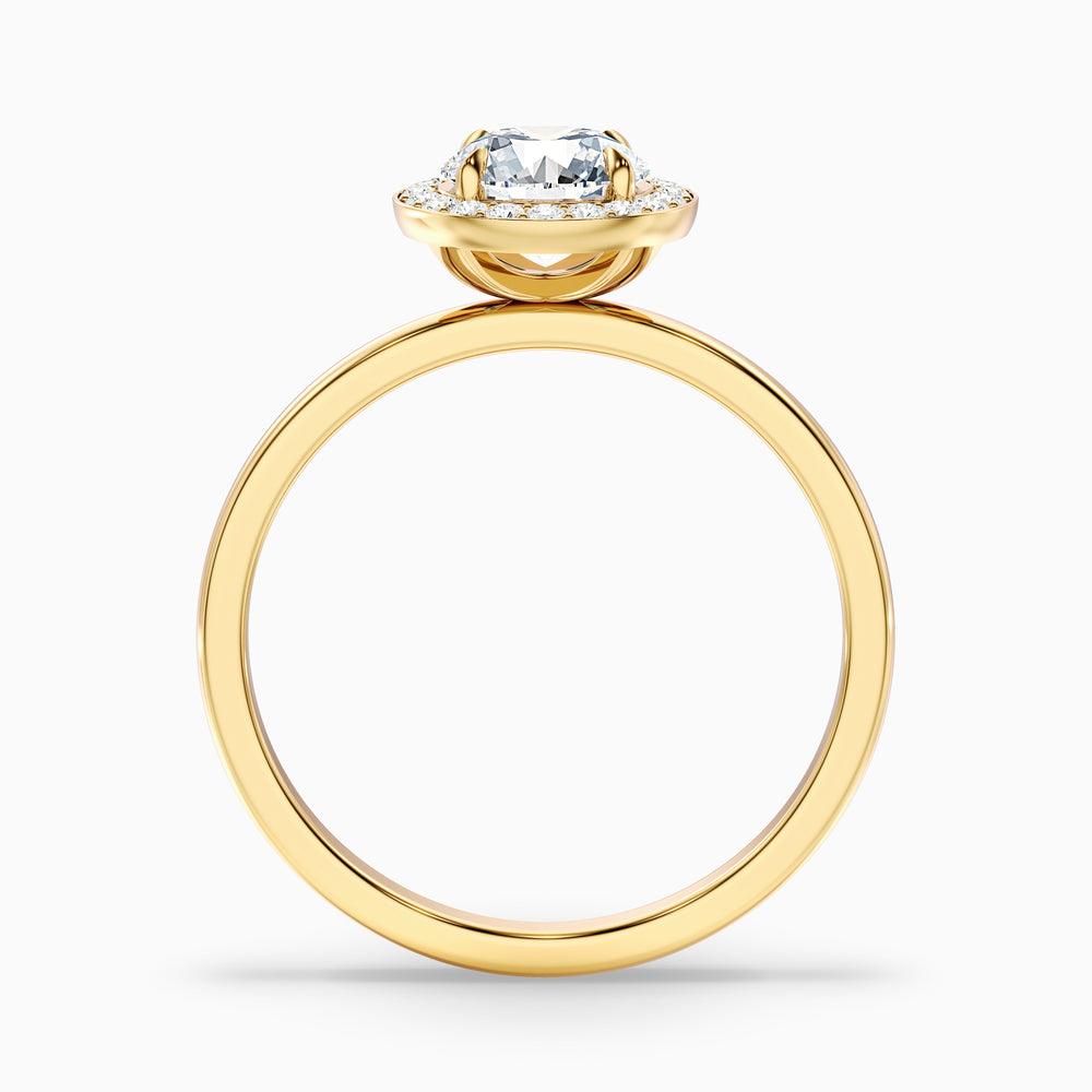 Arya 5 Carat Round Halo Lab Grown Diamond Ring in 14k Yellow Gold - Side View