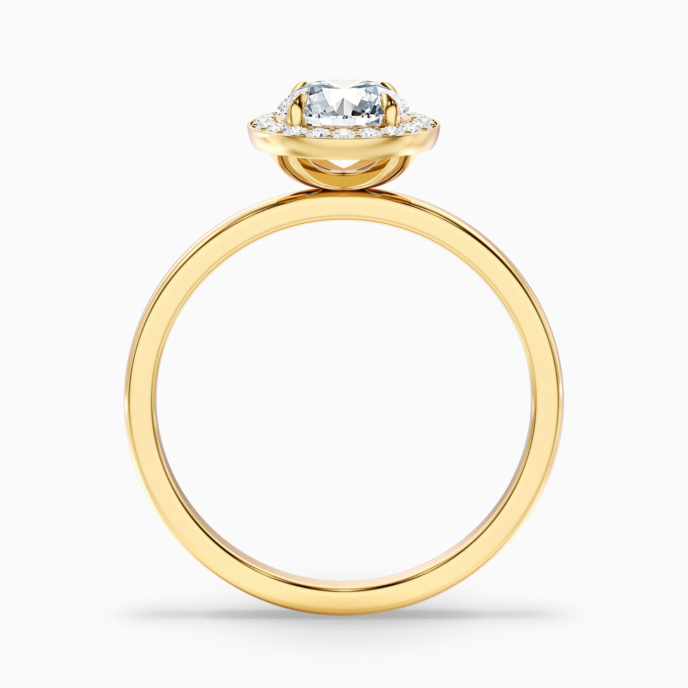 Arya 4 Carat Round Halo Lab Grown Diamond Ring in 14k Yellow Gold - Side View