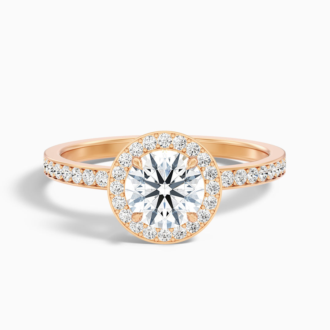 Lisa 3.5 Carat Round Halo Pave Lab Grown Diamond Ring in Platinum - Front View