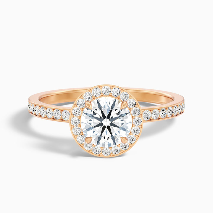 Lisa 3.5 Carat Round Halo Pave Lab Grown Diamond Ring in Platinum - Front View