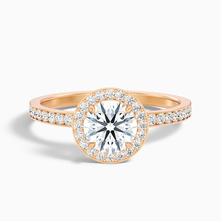 Lisa 3 Carat Round Halo Pave Lab Grown Diamond Ring in 10k White Gold - Front View