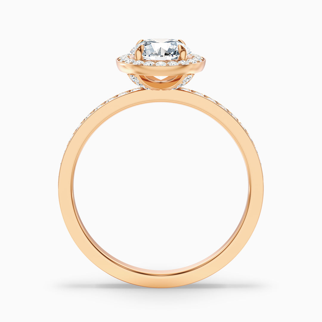 Nyra 5 Carat Round Halo Pave Moissanite Engagement Ring - Side View