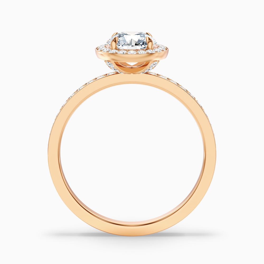 Lisa 1 Carat Round Halo Pave Lab Grown Diamond Ring in 10k Rose Gold - Side View