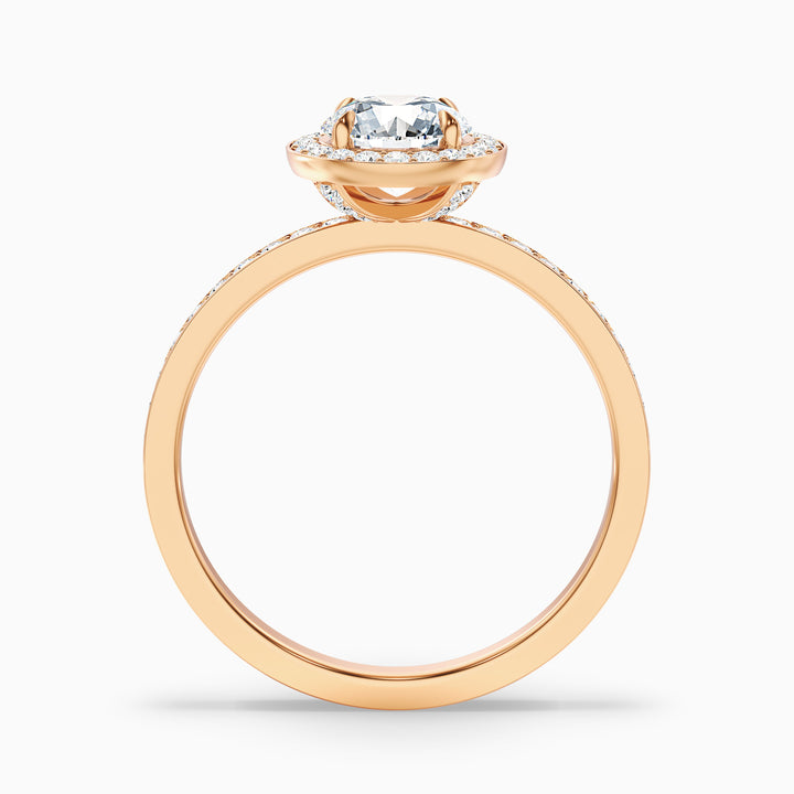 Lisa 3 Carat Round Halo Pave Lab Grown Diamond Ring in 10k White Gold - Side View