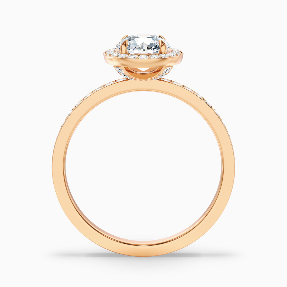Lisa 4 Carat Round Halo Pave Lab Grown Diamond Ring in 10k Rose Gold - Side View