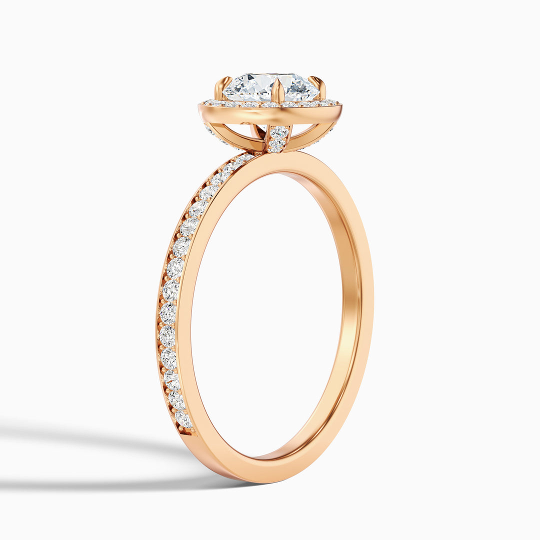 Lisa 3 Carat Round Halo Pave Lab Grown Diamond Ring in 10k White Gold - Detail View