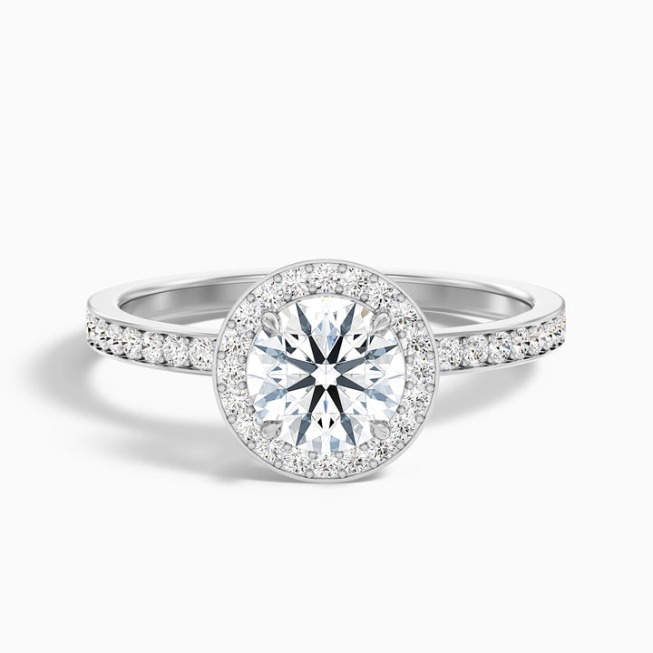 Lisa 3.5 Carat Round Halo Pave Lab Grown Diamond Ring in Platinum - Front View