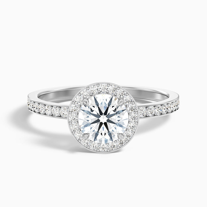 Lisa 3 Carat Round Halo Pave Lab Grown Diamond Ring in 10k White Gold - Front View
