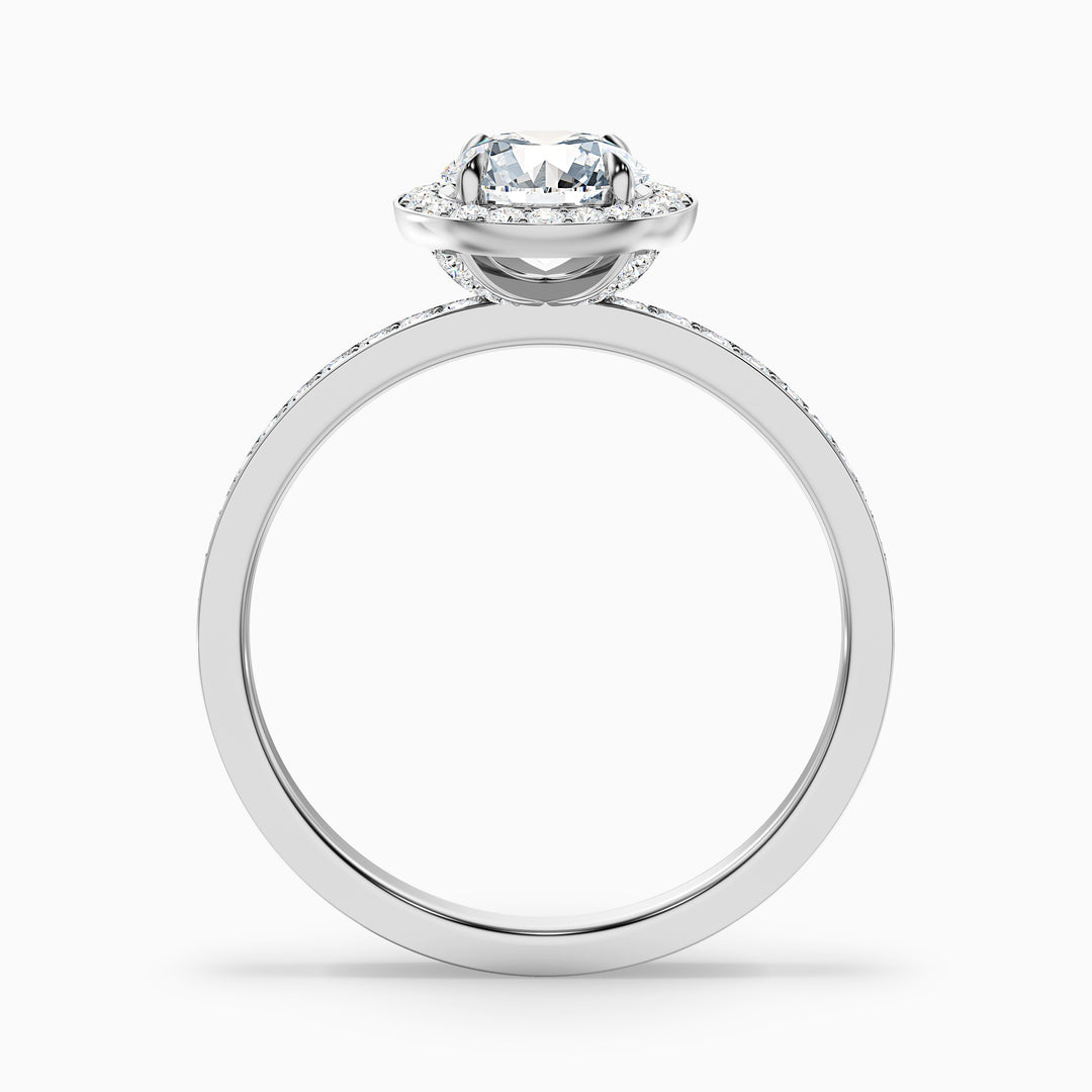 Lisa 3 Carat Round Halo Pave Lab Grown Diamond Ring in 10k White Gold - Side View