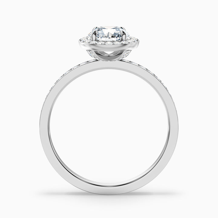 Lisa 3 Carat Round Halo Pave Lab Grown Diamond Ring in 10k White Gold - Side View