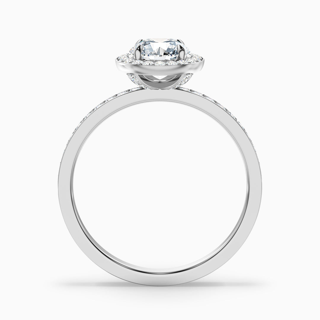 Lisa 3.5 Carat Round Halo Pave Lab Grown Diamond Ring in Platinum - Side View