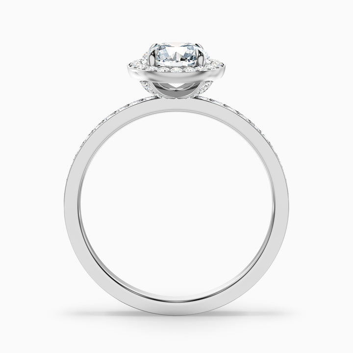Lisa 3.5 Carat Round Halo Pave Lab Grown Diamond Ring in Platinum - Side View