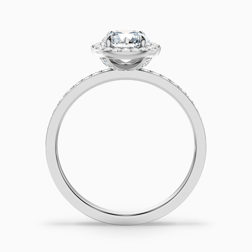 Lisa 1 Carat Round Halo Pave Lab Grown Diamond Ring in Platinum - Side View