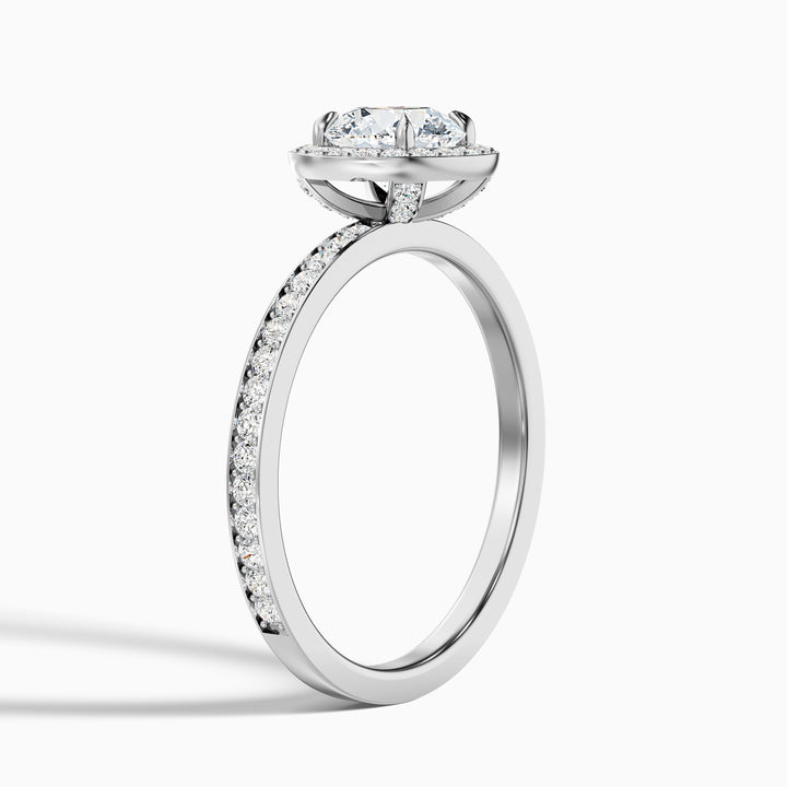 Lisa 3.5 Carat Round Halo Pave Lab Grown Diamond Ring in Platinum - Detail View