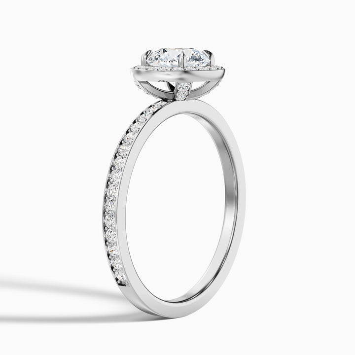Lisa 3 Carat Round Halo Pave Lab Grown Diamond Ring in 10k White Gold - Detail View