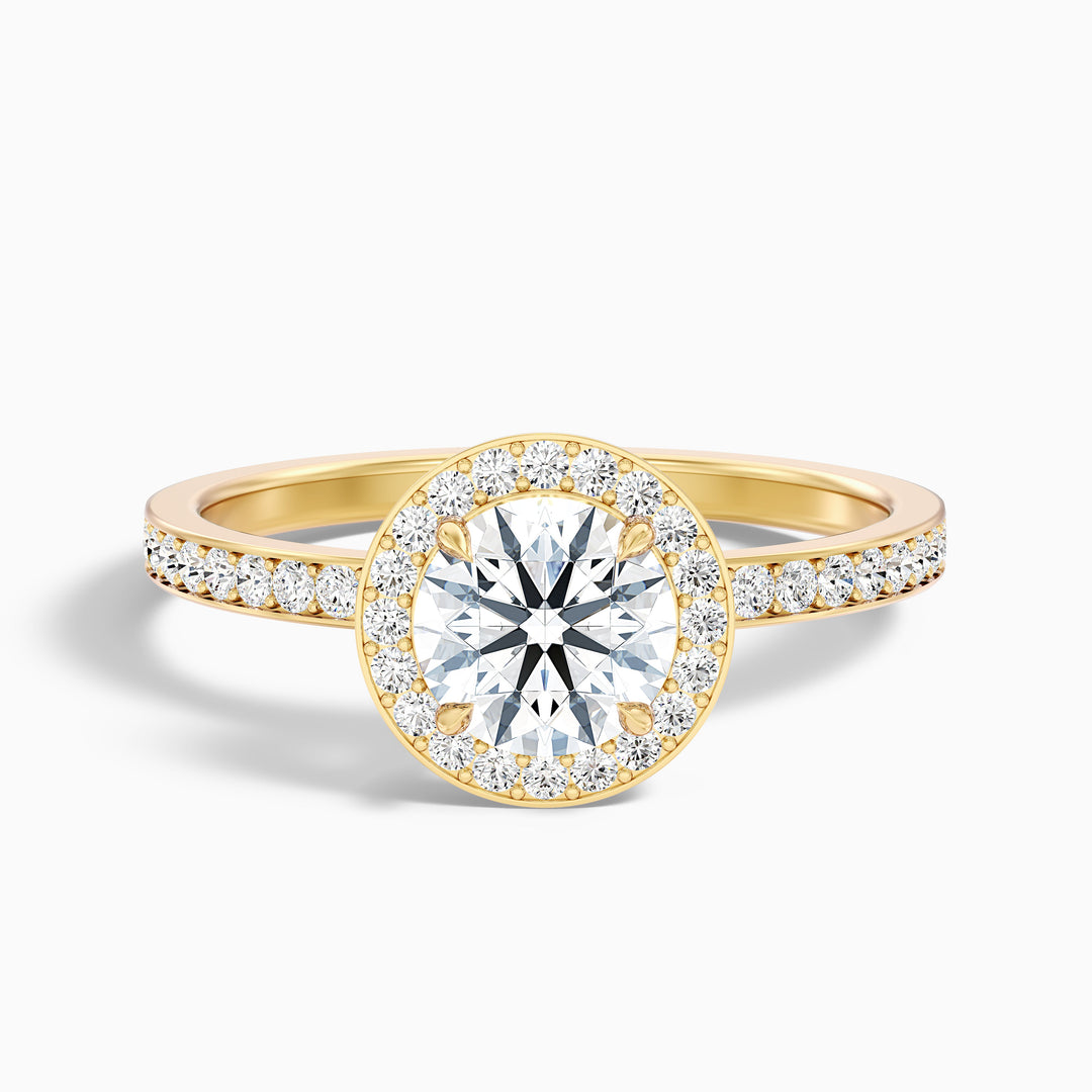 Nyra 2 Carat Round Halo Pave Moissanite Engagement Ring - Front View