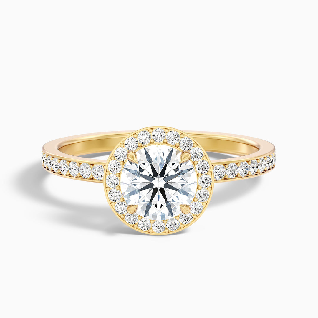 Lisa 3.5 Carat Round Halo Pave Lab Grown Diamond Ring in Platinum - Front View