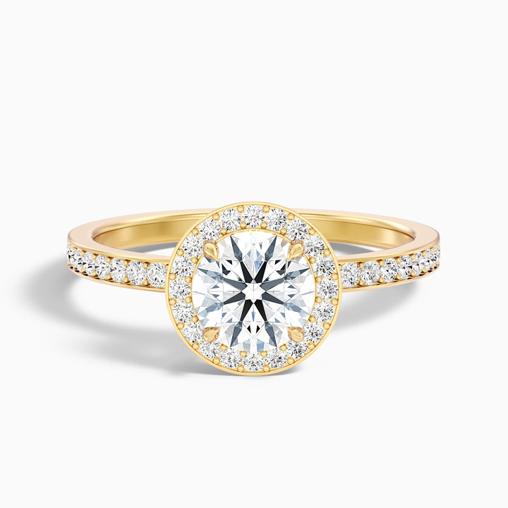 Lisa 3 Carat Round Halo Pave Lab Grown Diamond Ring in 10k White Gold - Front View