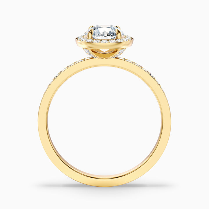 Lisa 3.5 Carat Round Halo Pave Lab Grown Diamond Ring in Platinum - Side View