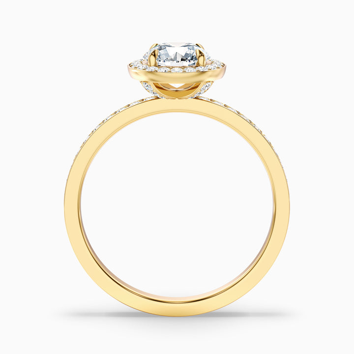 Nyra 5 Carat Round Halo Pave Moissanite Engagement Ring - Side View