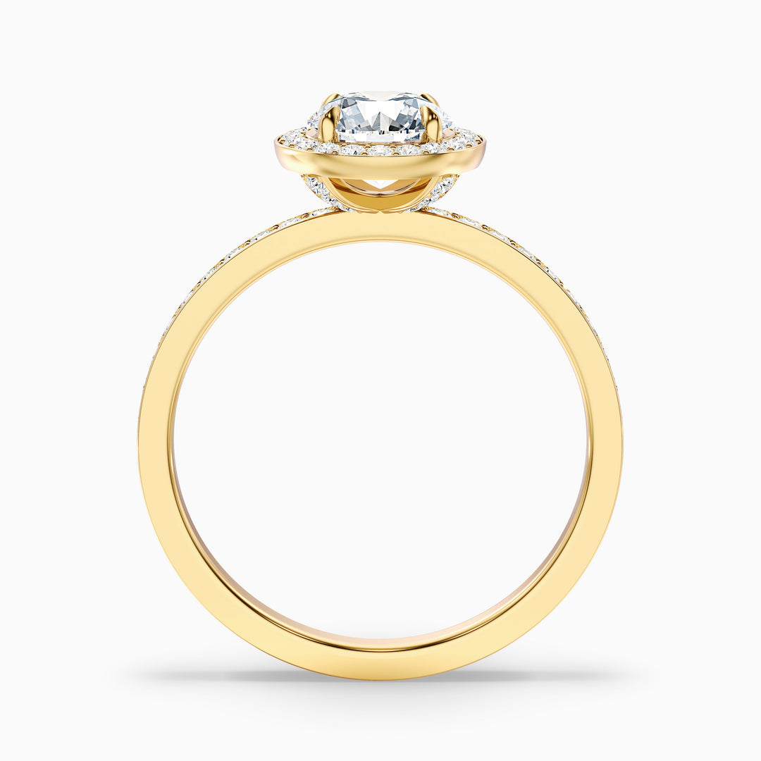 Lisa 3 Carat Round Halo Pave Lab Grown Diamond Ring in 10k White Gold - Side View