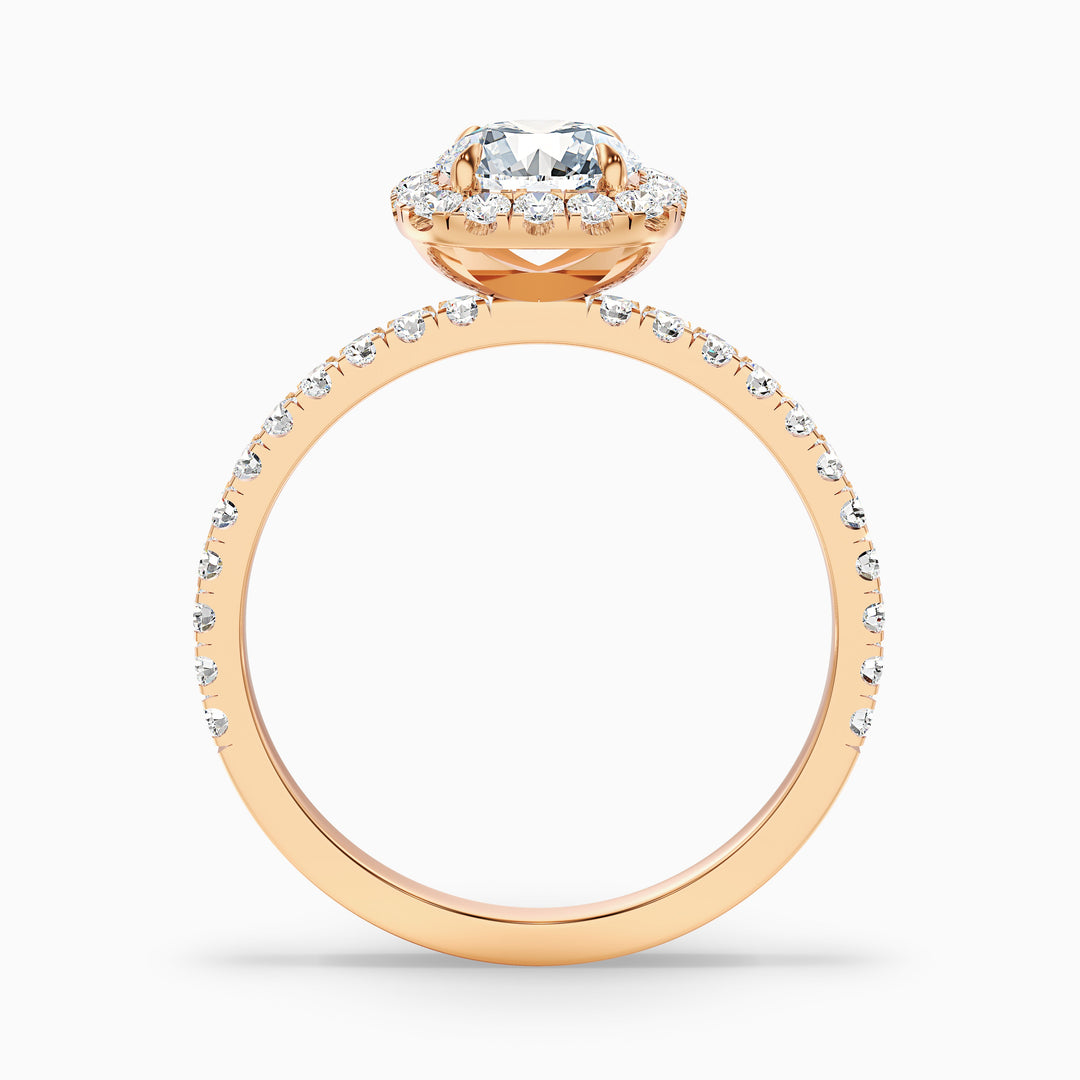 Adley 1 Carat Round Cut Halo Pave Lab Grown Diamond Ring in 18k Yellow Gold - Side View