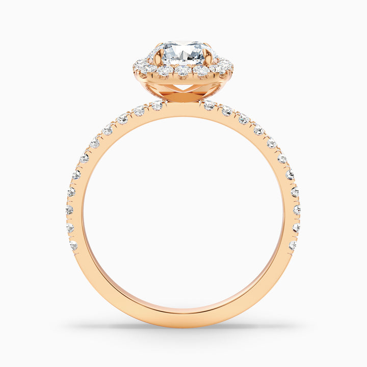 Adley 1 Carat Round Cut Halo Pave Lab Grown Diamond Ring in 18k Yellow Gold - Side View