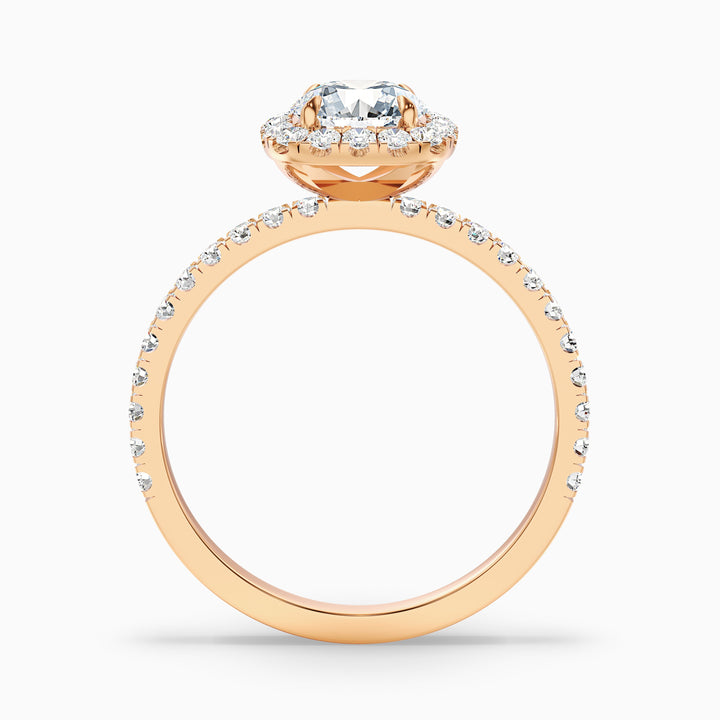Adley 1 Carat Round Cut Halo Pave Lab Grown Diamond Ring in Platinum - Side View