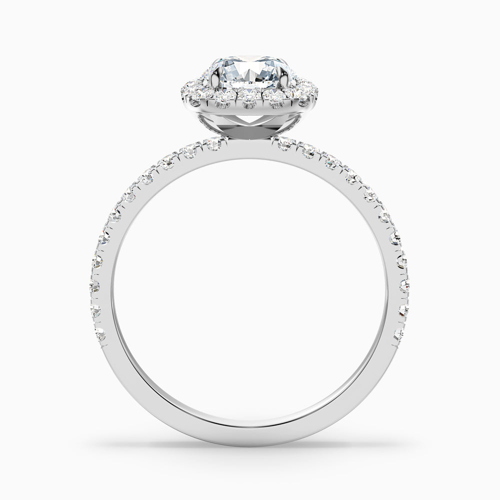 Adley 2 Carat Round Cut Halo Pave Lab Grown Diamond Ring in 10k White Gold - Side View