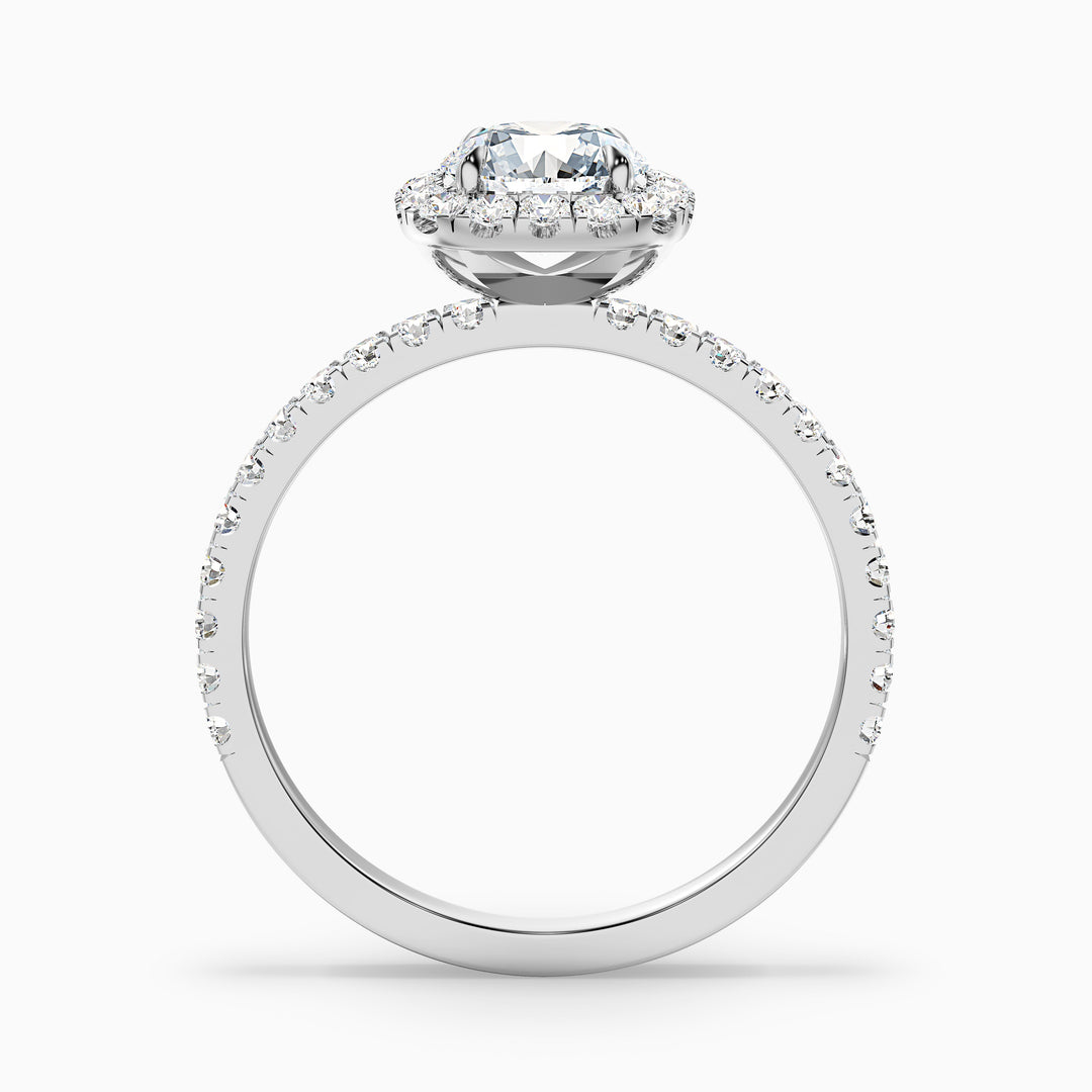 Adley 3.5 Carat Round Cut Halo Pave Lab Grown Diamond Ring in 10k White Gold - Side View