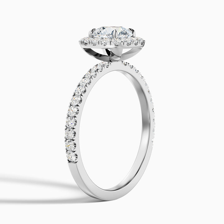 Adley 2.5 Carat Round Cut Halo Pave Lab Grown Diamond Ring in 10k Yellow Gold - Detail View