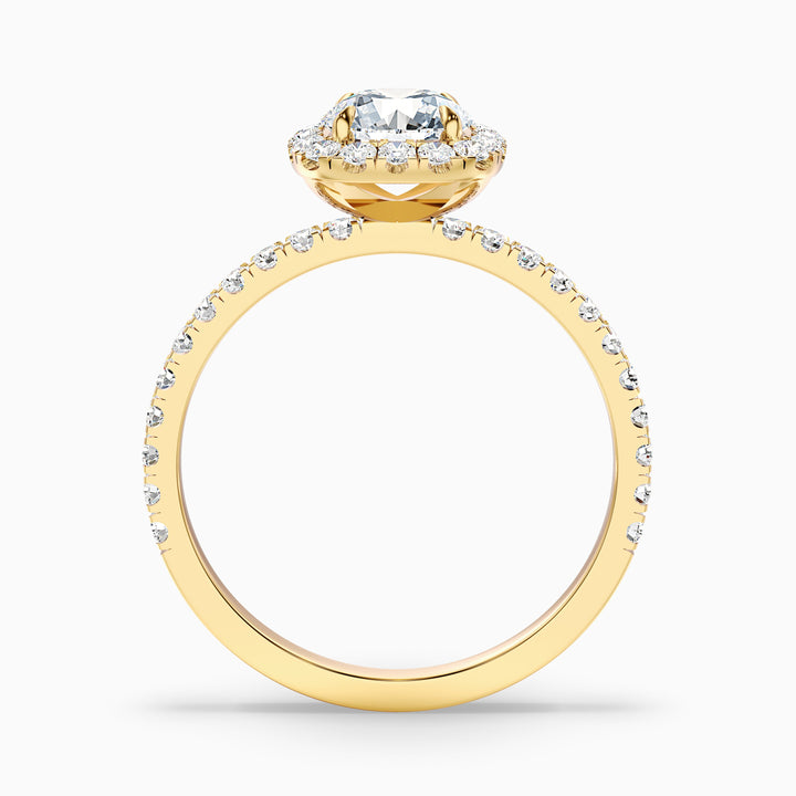 Adley 2 Carat Round Cut Halo Pave Lab Grown Diamond Ring in 10k Yellow Gold - Side View