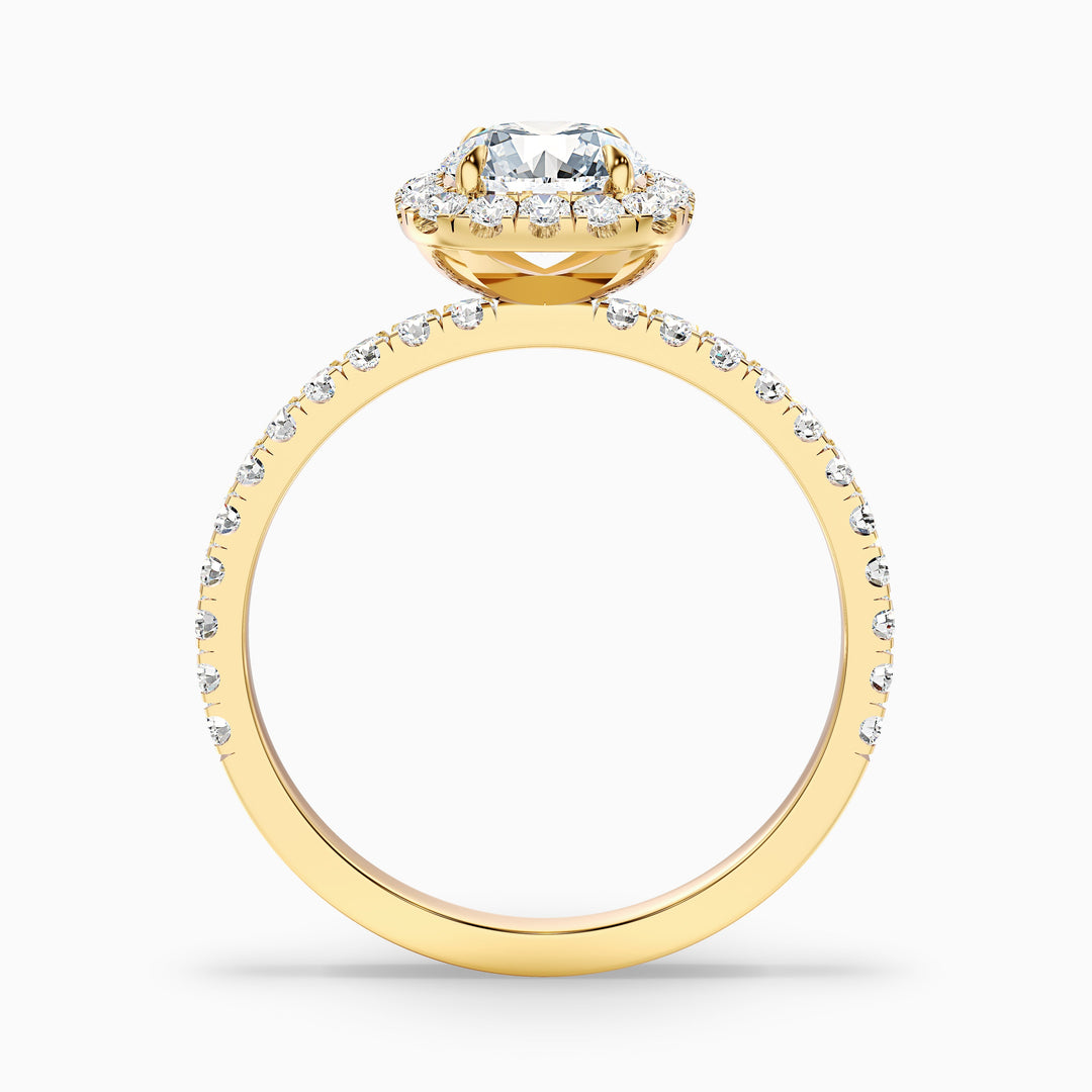 Zia 3.5 Carat Round Cut Halo Pave Moissanite Engagement Ring - Side View