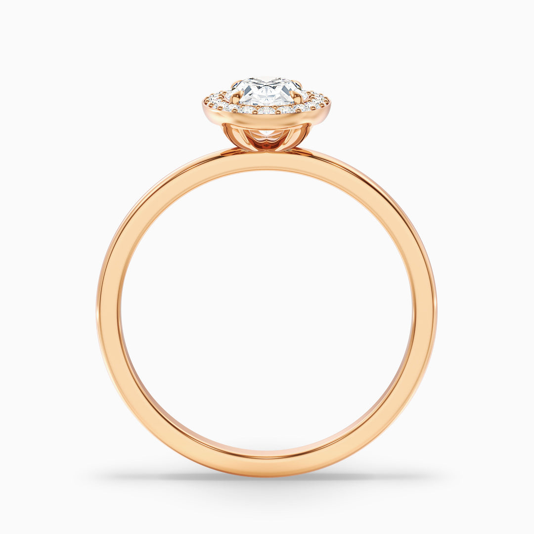 Aisha 1 Carat Oval Halo Lab Grown Diamond Ring in 14k Rose Gold - Side View