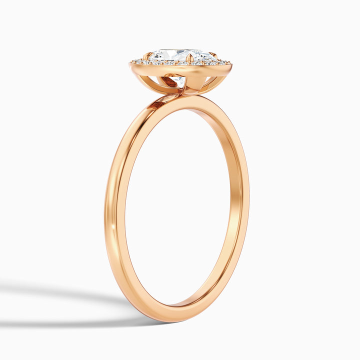 Aisha 1.5 Carat Oval Halo Lab Grown Diamond Ring in 14k Rose Gold - Detail View