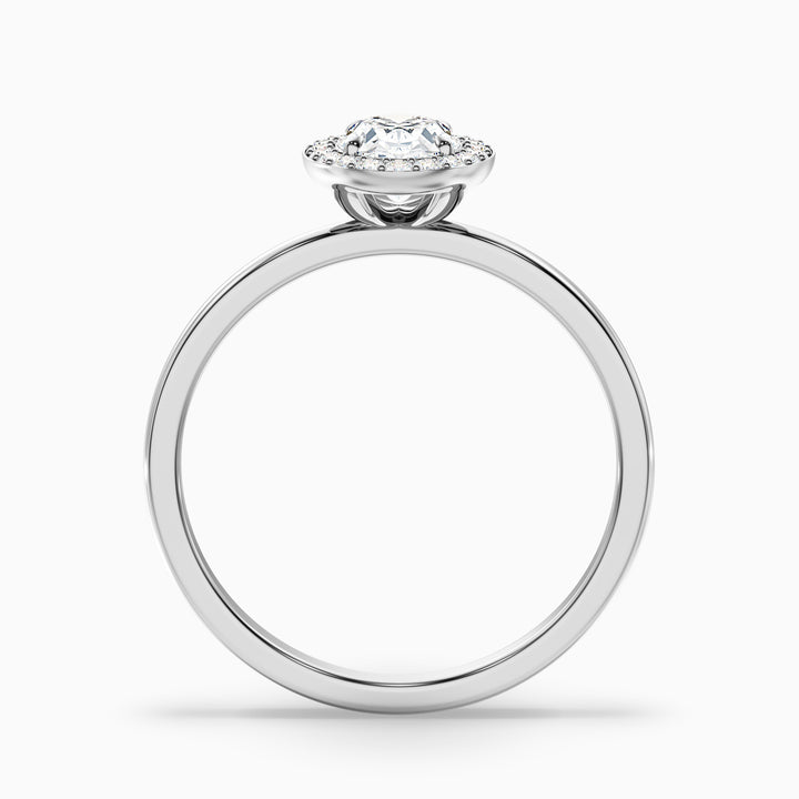 Aisha 3 Carat Oval Halo Lab Grown Diamond Ring in Platinum - Side View