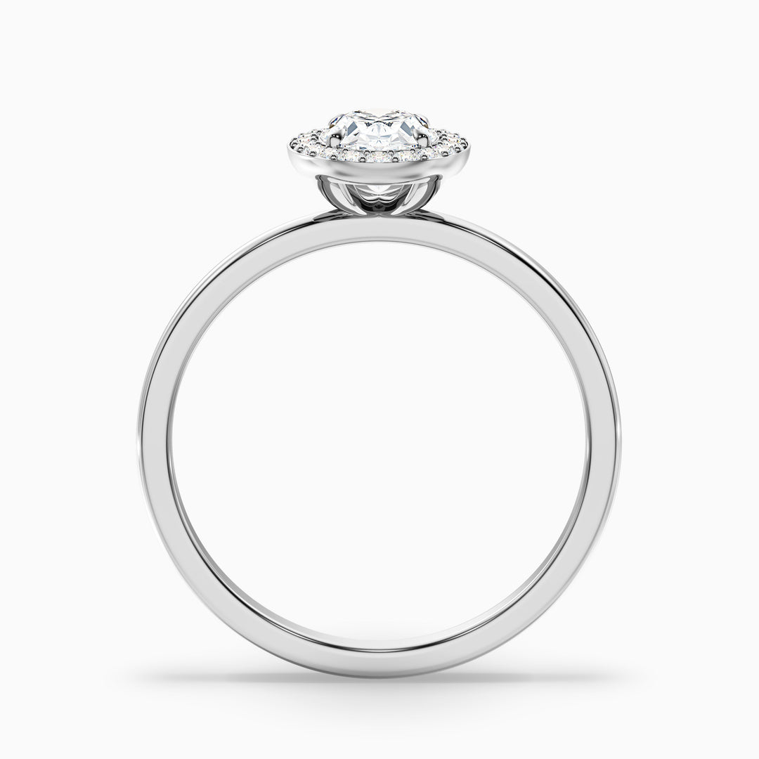 Aisha 4 Carat Oval Halo Lab Grown Diamond Ring in 14k White Gold - Side View