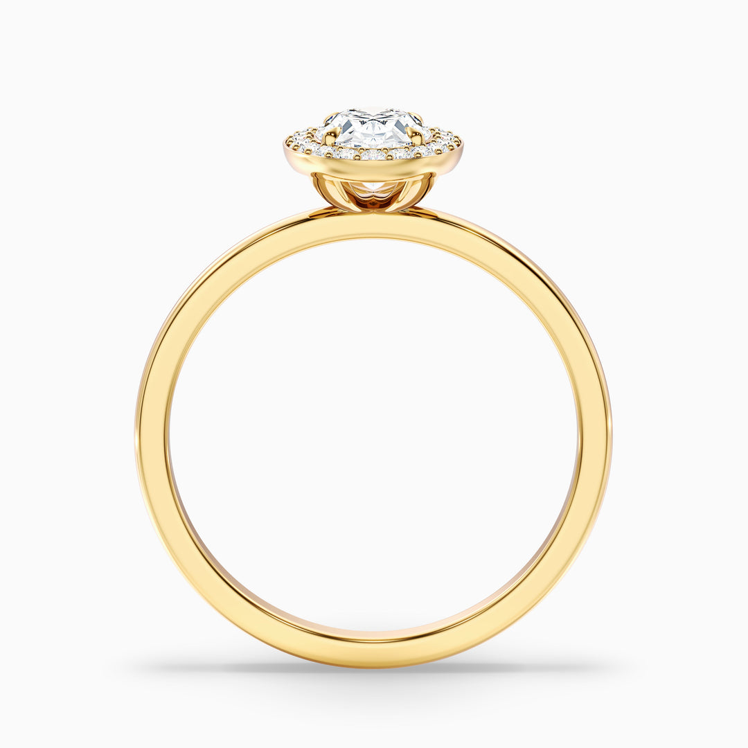 Aisha 1.5 Carat Oval Halo Lab Grown Diamond Ring in 14k Yellow Gold - Side View