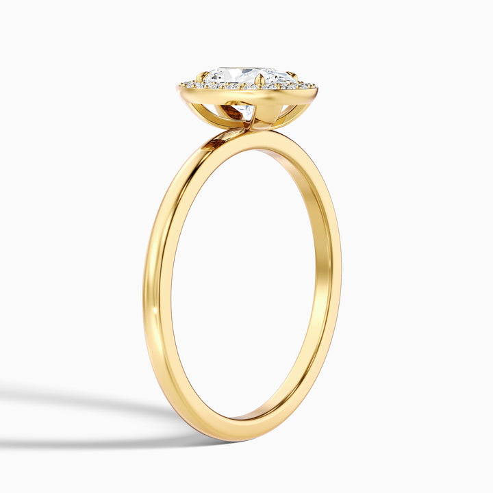 Aisha 2.5 Carat Oval Halo Lab Grown Diamond Ring in 14k Yellow Gold - Detail View