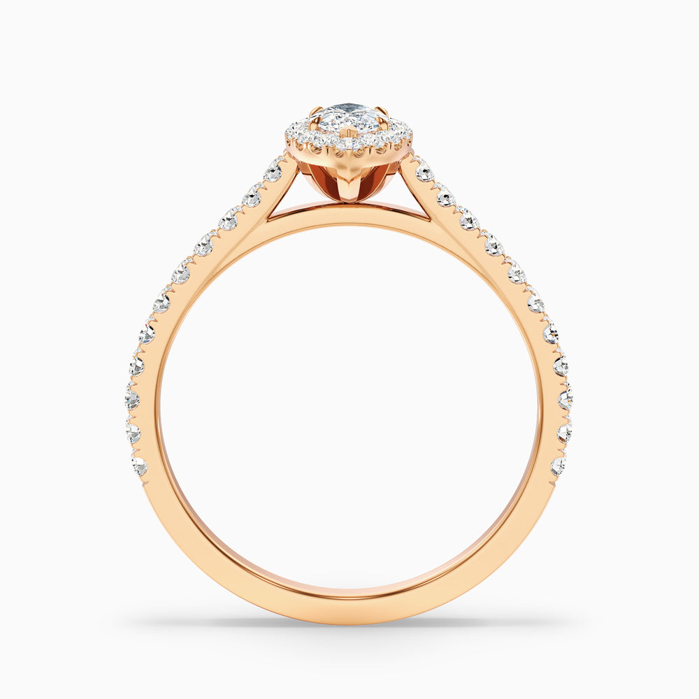 Anna 3 Carat Marquise Halo Pave Moissanite Engagement Ring - Side View