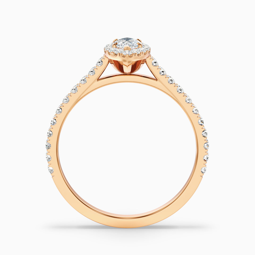 Alexa 3.5 Carat Marquise Halo Pave Lab Grown Diamond Ring in 10k Rose Gold - Side View