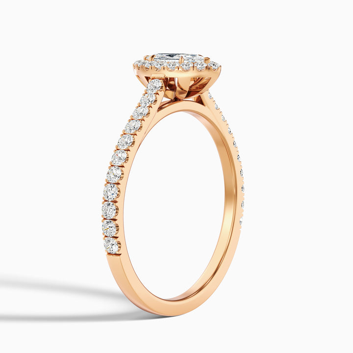 Alexa 3.5 Carat Marquise Halo Pave Lab Grown Diamond Ring in 18k Rose Gold - Detail View