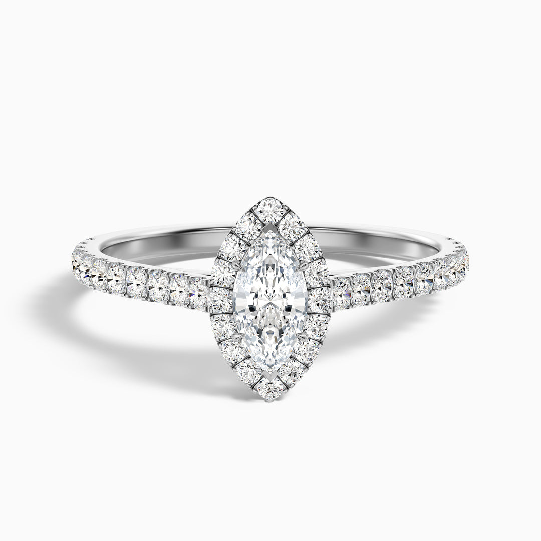 Alexa 1.5 Carat Marquise Halo Pave Lab Grown Diamond Ring in 14k Rose Gold - Front View