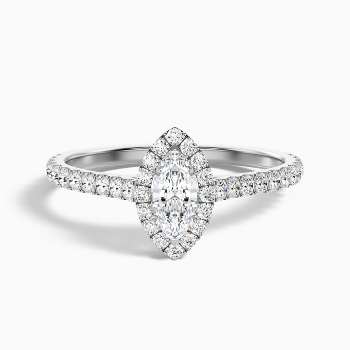 Alexa 1.5 Carat Marquise Halo Pave Lab Grown Diamond Ring in 14k Rose Gold - Front View