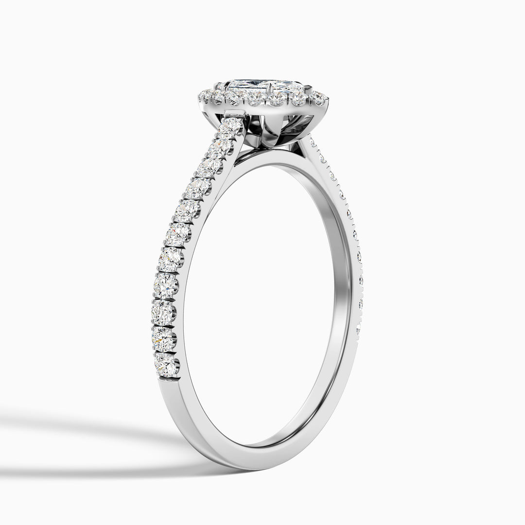 Alexa 1.5 Carat Marquise Halo Pave Lab Grown Diamond Ring in 18k White Gold - Detail View