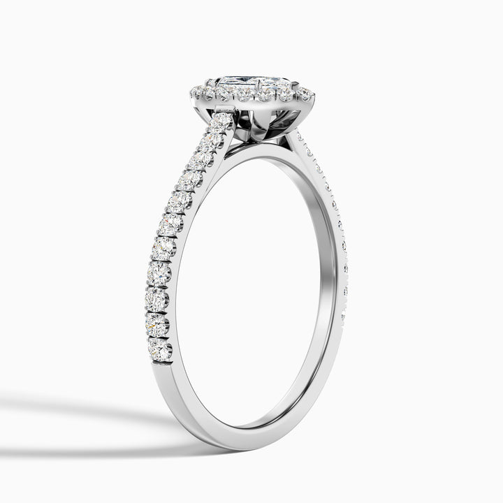 Alexa 2 Carat Marquise Halo Pave Lab Grown Diamond Ring in 18k White Gold - Detail View