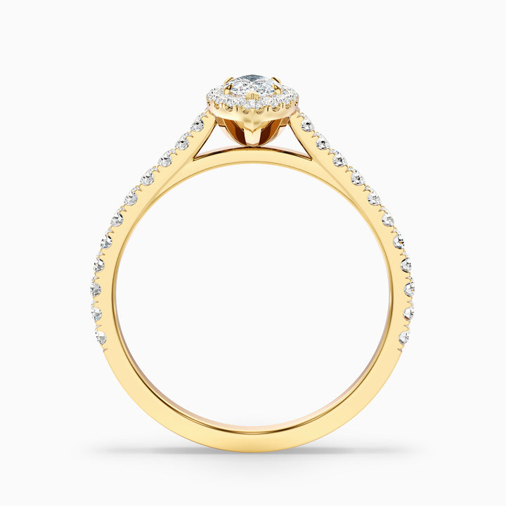 Anna 5 Carat Marquise Halo Pave Moissanite Engagement Ring - Side View