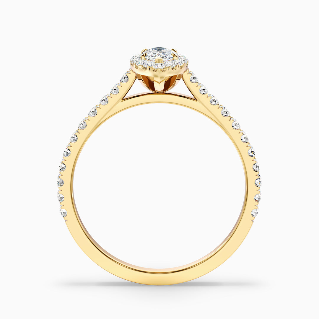 Alexa 2.5 Carat Marquise Halo Pave Lab Grown Diamond Ring in 10k Yellow Gold - Side View